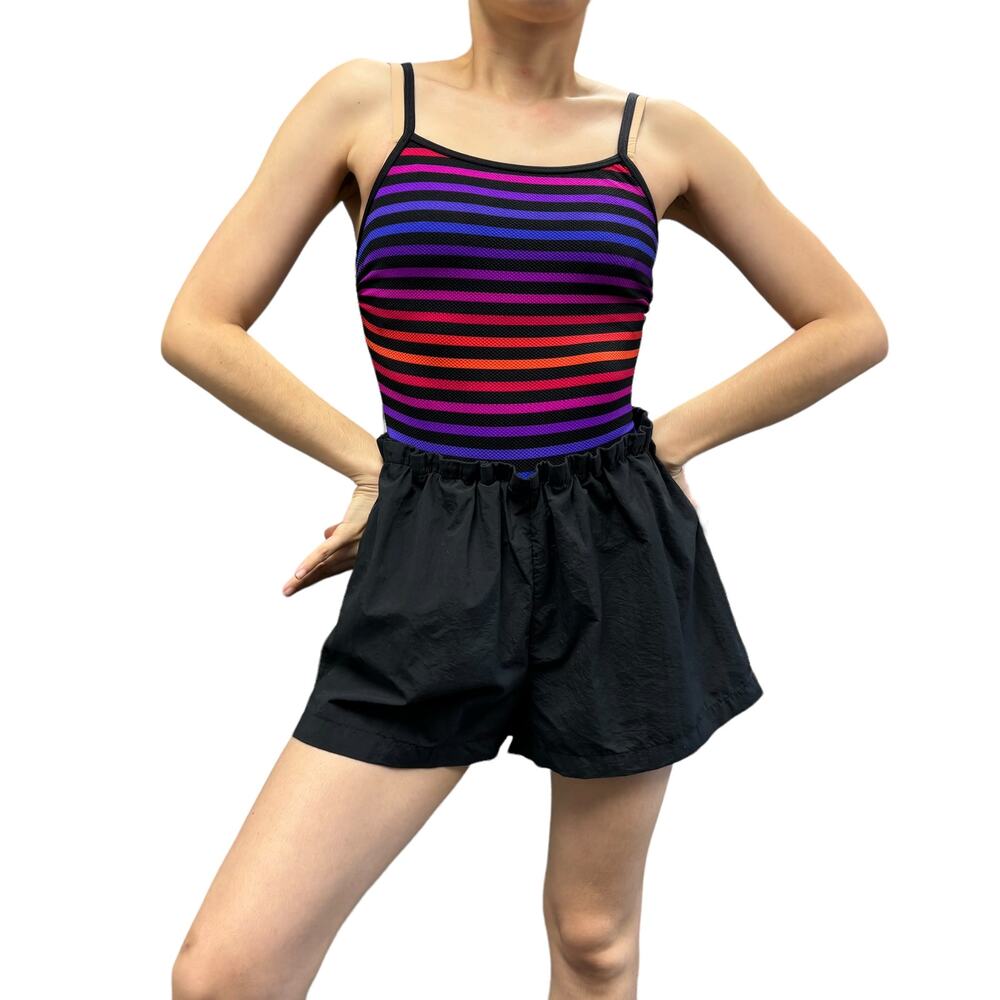 Vintage Le Cove Womens Size 8 Colorful Stripe Built In Shorts One Piece Swimsuit